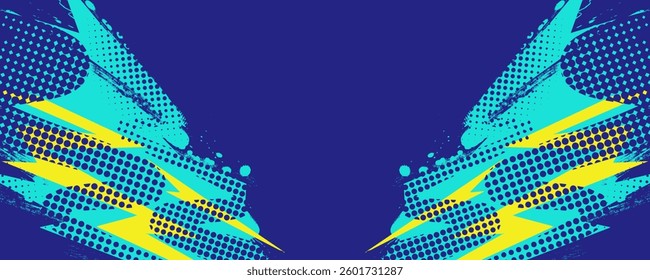 Abstract Sports Background with Dynamic Brush Texture and Halftone Style. Grunge Background for Banner or Poster Design