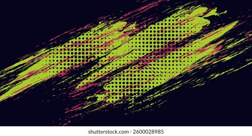 Abstract Sports Background with Green and Blue Brush Texture and Halftone Effect. modern concept