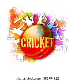 Abstract Sports background with illustration of Cricket Players expressing their emotions in different pose.