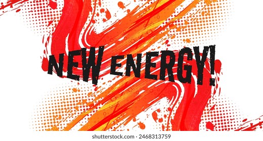 Abstract Sports Background with Orange and Red Gradient Brushstrokes and Halftone Effect. Dynamic Grunge Background.  Scratch and Texture Elements For Design