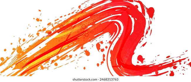 Fondo deportivo Abstractas con pinceladas de degradado naranja y rojo y efecto de semitonos. Fondo Dinámico Grunge.  Elementos de arañazos y texturas para el diseño