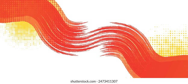 Abstract Sports Background with Orange and Red Gradient Brushstrokes and Halftone Effect