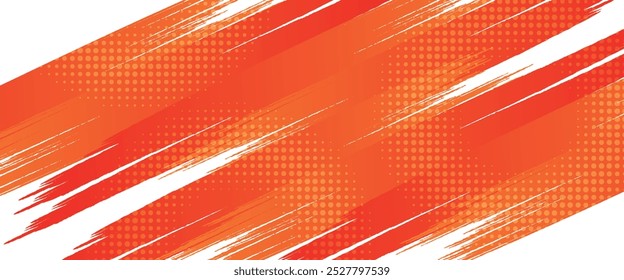 Abstract Sports Background with Orange and Red Gradient Brushstrokes and Halftone Effect