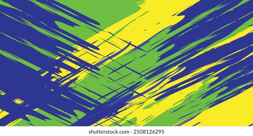 Abstract Sports Background with Purple and Yellow Brush Texture and Halftone Effect. Grunge Background for Banner or Poster Design
