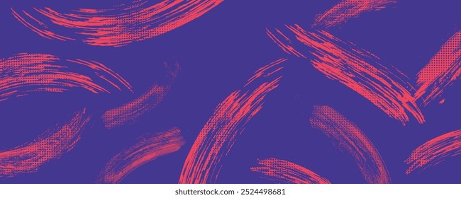 Abstract Sports Background with Red and Purple Brush Texture and Halftone Effect. Retro Grunge Background for Banner or Poster Design