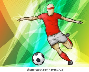 Abstract sports background/Soccer player kicking