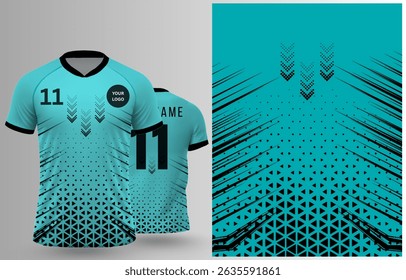 Abstract sports jersey design template with geometric patterns and text placeholders.vector