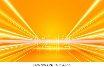 Abstract sports Light neon light 12.12 Shopping day Poster or banner with product podium scene and spotlight background.12 January sales banner template design for social media and website.