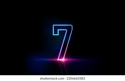 Abstract sports Light out technology and with number seven glowing in the dark, pink blue neon light Hitech communication concept innovation background,  vector design