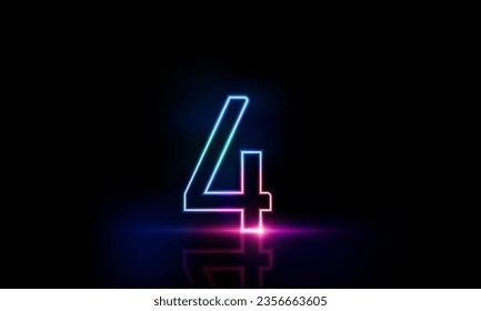 Abstract sports Light out technology and with number four glowing in the dark, pink blue neon light Hitech communication concept innovation background,  vector design