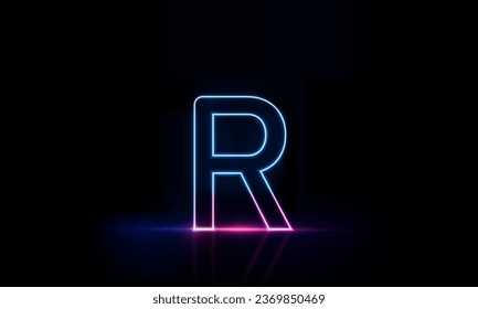 Abstract sports Light out technology and with Letter R English glowing in the dark, pink blue neon light Hitech communication concept innovation background,  vector design