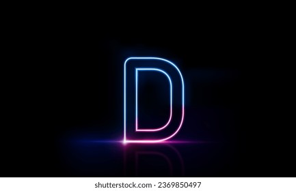 Abstract sports Light out technology and with Letter D English glowing in the dark, pink blue neon light Hitech communication concept innovation background,  vector design