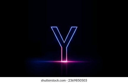 Abstract sports Light out technology and with Letter Y English glowing in the dark, pink blue neon light Hitech communication concept innovation background,  vector design