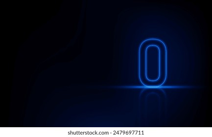 Abstract sports Light out technology and with number zero glowing in the dark, blue neon light Hitech communication concept innovation background,  vector design