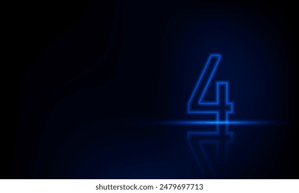 Abstract sports Light out technology and with number four glowing in the dark, blue neon light Hitech communication concept innovation background,  vector design