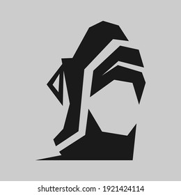 Abstract sports running shoe symbol on gray backdrop. Design element