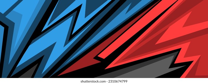 Abstract sports style banner in red and blue colors. Wide Banner Design Background