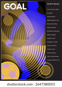 Abstract sports winners, congratulations, gold rays gradient background, modern design with soccer ball, glow wavy dynamic fluid elements, frames 2025 soccer brochure cover football banner template