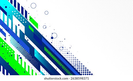 Abstract sporty background, sports banner with blue and green dynamic shape ideal for sport themed events, racing posters, promotional flyers, cover, presentation backdrop and social media