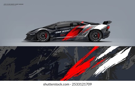 Abstract and Sporty Gold color Racing Car wrap livery design. Vector file eps 10 printable file below. Universal use, space for sponsor ready.