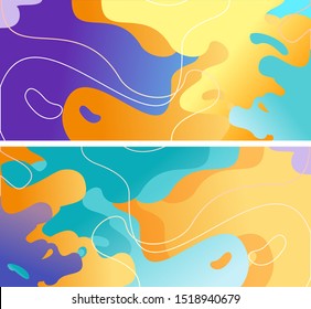abstract spot, burst of light waves, horizontal banner, two sides, vector illustration