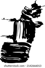 Punto abstracto aislado sobre fondo blanco. Manchas negras de tinta. Grunge textura para el diseño de tarjetas y volantes. Modelo para crear pinceles digitales. Ilustración vectorial.