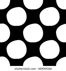 Abstract spot pattern with hand drawn spots. Cute vector black and white spot pattern. Seamless monochrome doodle spot pattern for fabric, wallpapers, wrapping paper, cards and web backgrounds.