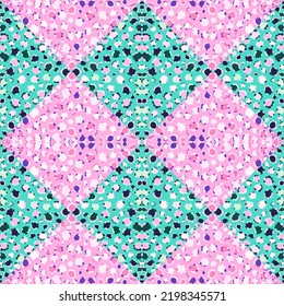 Abstract spot shapes seamless pattern. Creative mosaic chamomile flowers wallpaper. Floral ornament. Botanical backdrop. Designed for fabric design, textile print, wrapping, cover. Vector illustration