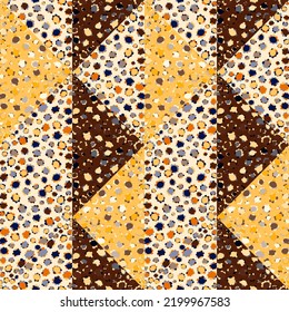 Abstract spot shapes seamless pattern. Creative mosaic chamomile flowers wallpaper. Floral ornament. Botanical backdrop. Designed for fabric design, textile print, wrapping, cover. Vector illustration