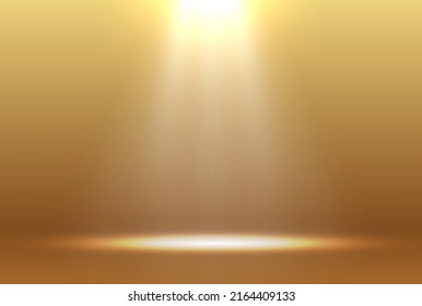 abstract spotlight in center on gradient gold background can be use for notebook cover product package design food and beverage label advertisement poster website banner vector eps.