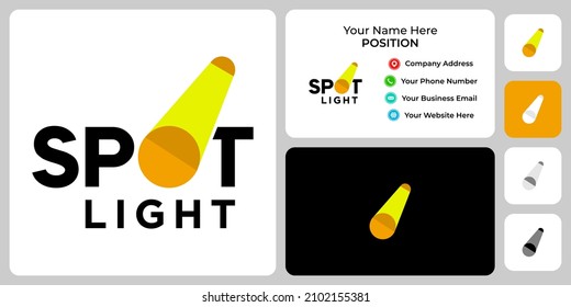 Abstract spotlight logo design with business card template.