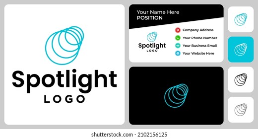 Abstract spotlight logo design with business card template.