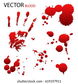 Abstract spots, blood splashes and handprint vector