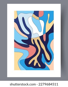 Abstract spots colorful tracery wall art print. Printable minimal abstract spots poster. Wall artwork for interior design. Contemporary decorative background with tracery.