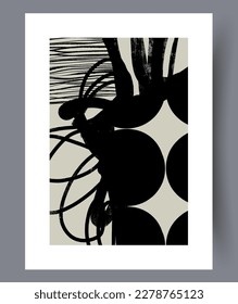Abstract spots gloomy imagination wall art print. Contemporary decorative background with imagination. Wall artwork for interior design. Printable minimal abstract spots poster.