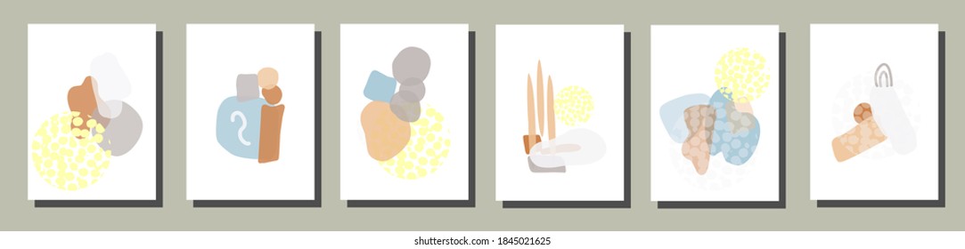 Abstract spots on a white background. Trendy interior posters. Elements for presentation design
