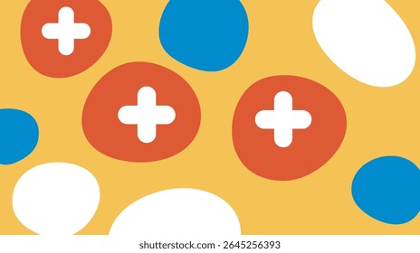 Abstract spots repeat pattern across surface modern stylized design aesthetic backdrop.