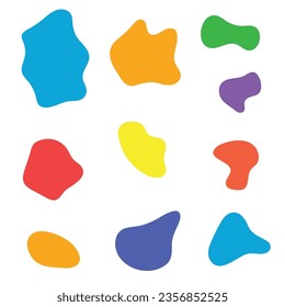 Puntos abstractos, Conjunto de iconos de salpicadura aislados en fondo blanco