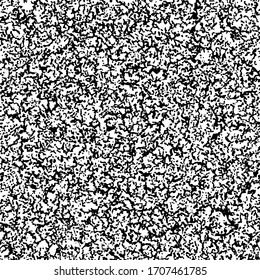 Textura de puntos abstractos. Manchas estilizadas negras colocadas al azar sobre fondo blanco. Sobreposición de ruido de un color. Intersección caótica de formas irregulares. No es un patrón impecable. Ilustración vectorial EPS8.