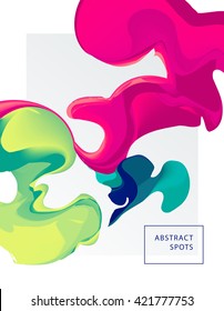 Abstract spots in white. Liquid ink. Modern style trends. Background for banner, card, poster, identity.