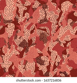 Abstract spotted bright color vector seamless pattern. Different brightness brown colored dotted spots on brown background. Template for design, textile, wallpaper, wrapping, carton, banner.