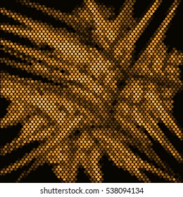Abstract Spotted yellow rust background halftone effect. Vector illustration with black background