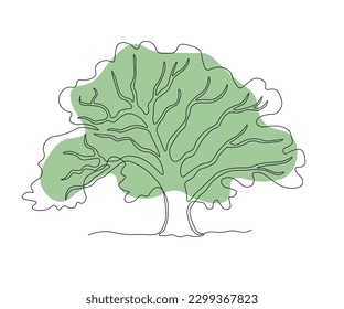 abstract Sprawling Branching Tree , Oak Continuous One Line Drawing