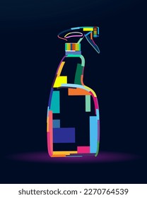 Abstract spray cleaner, dispenser, detergents from multicolored paints. Colored drawing. Vector illustration of paints