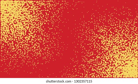 abstract spray geometry particle. yellow on red background