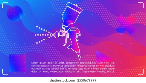 Abstract spray gun-themed background with vibrant geometric shapes, dynamic lines, and colorful sprays, representing creativity and the precision of painting tools.