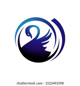 Abstract spreading wing swan logo design vector logotype