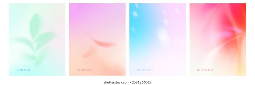 Fondo degradado Abstractas de primavera, otoño, invierno y verano. La sombra de color deja el fondo. Otoño. Flor de verano. Gradación de luz y sombra, suave desenfoque pastel. Ilustración de malla de gradiente suave