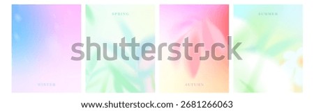 Abstract spring, autumn, winter and summer gradient background. Color shadow leaves backdrop. Fall autumn. Summer flower. Gradation light and shadow, soft pastel blur. Soft gradient mesh illustration