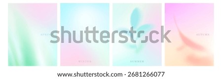 Abstract spring, autumn, winter and summer gradient background. Color shadow leaves backdrop. Fall autumn. Summer flower. Gradation light and shadow, soft pastel blur. Soft gradient mesh illustration